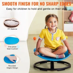 VEVOR Kids Swivel Chair, 220 LBS Capacity, Sensory Spinning Chair, Autistic Kids Sensory Toy Chair with Non-Slip Metal Base, Toddler Sit and Spin Chair for Coordination Balance Focus Training Blue