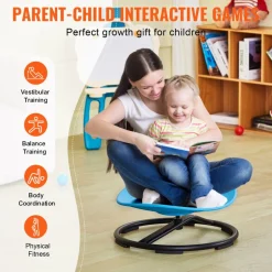 VEVOR Kids Swivel Chair, 220 LBS Capacity, Sensory Spinning Chair, Autistic Kids Sensory Toy Chair with Non-Slip Metal Base, Toddler Sit and Spin Chair for Coordination Balance Focus Training Blue
