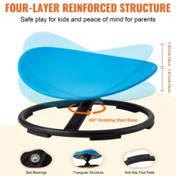 VEVOR Kids Swivel Chair, 220 LBS Capacity, Sensory Spinning Chair, Autistic Kids Sensory Toy Chair with Non-Slip Metal Base, Toddler Sit and Spin Chair for Coordination Balance Focus Training Blue