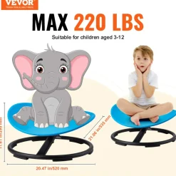 VEVOR Kids Swivel Chair, 220 LBS Capacity, Sensory Spinning Chair, Autistic Kids Sensory Toy Chair with Non-Slip Metal Base, Toddler Sit and Spin Chair for Coordination Balance Focus Training Blue