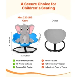 VEVOR Kids Swivel Chair, 220 lbs Capacity, Cylinder Shape Sensory Spinning Chair, Autistic Kids Sensory Toy Seat with Non-Slip Metal Base, Toddler Sit & Spin Seat for Coordination Balance Focus, Blue