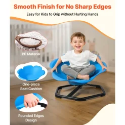 VEVOR Kids Swivel Chair, 220 lbs Capacity, Cylinder Shape Sensory Spinning Chair, Autistic Kids Sensory Toy Seat with Non-Slip Metal Base, Toddler Sit & Spin Seat for Coordination Balance Focus, Blue