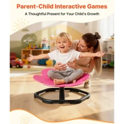 VEVOR Kids Swivel Chair, 220 lbs Capacity, Sensory Spinning Chair, Autistic Kids Sensory Toy Seat with Non-Slip Metal Base, Round Shape Toddler Sit & Spin Seat for Coordination Balance Focus, Orange