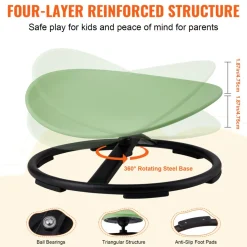 VEVOR Kids Swivel Chair, 220 LBS Capacity, Sensory Spinning Chair, Autistic Kids Sensory Toy Chair with Non-Slip Metal Base, Toddler Sit and Spin Chair for Coordination Balance Focus Training Green