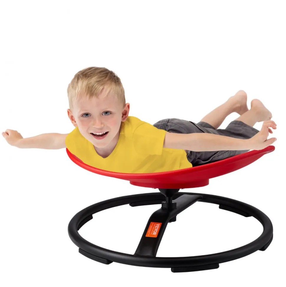 VEVOR Kids Swivel Chair, 220 LBS Capacity, Sensory Spinning Chair, Autistic Kids Sensory Toy Chair with Non-Slip Metal Base, Toddler Sit and Spin Chair for Coordination Balance Focus Training Red