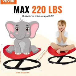 VEVOR Kids Swivel Chair, 220 LBS Capacity, Sensory Spinning Chair, Autistic Kids Sensory Toy Chair with Non-Slip Metal Base, Toddler Sit and Spin Chair for Coordination Balance Focus Training Red
