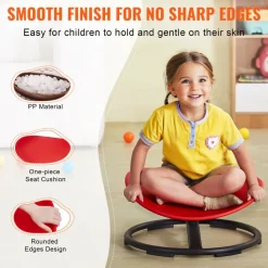 VEVOR Kids Swivel Chair, 220 LBS Capacity, Sensory Spinning Chair, Autistic Kids Sensory Toy Chair with Non-Slip Metal Base, Toddler Sit and Spin Chair for Coordination Balance Focus Training Red