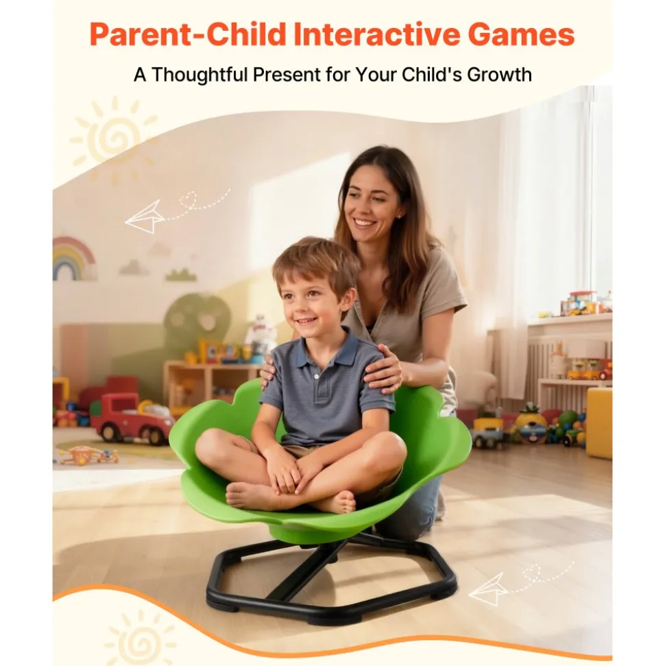 VEVOR Kids Swivel Chair, 220 lbs Capacity, Cylinder Shape Sensory Spinning Chair, Autistic Kids Sensory Toy Seat with Non-Slip Metal Base, Toddler Sit & Spin Seat for Coordination Balance Focus, Green