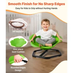 VEVOR Kids Swivel Chair, 220 lbs Capacity, Cylinder Shape Sensory Spinning Chair, Autistic Kids Sensory Toy Seat with Non-Slip Metal Base, Toddler Sit & Spin Seat for Coordination Balance Focus, Green