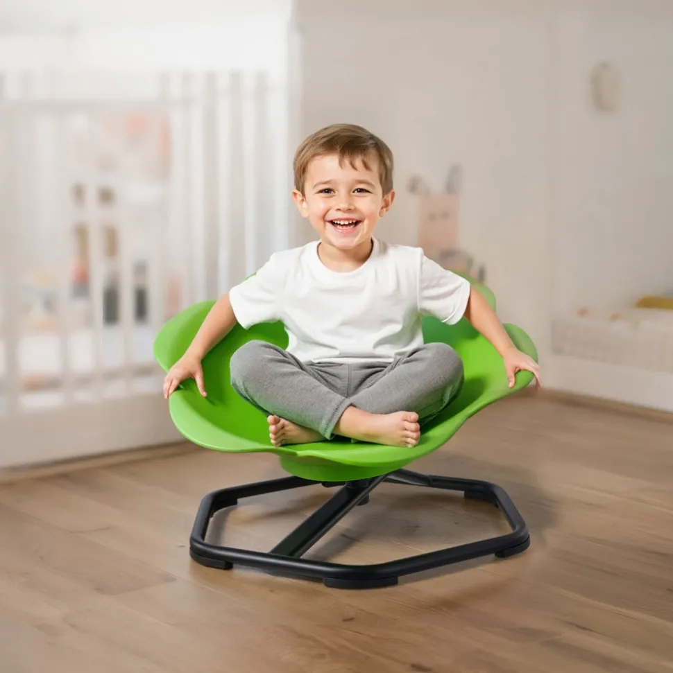 VEVOR Kids Swivel Chair, 220 lbs Capacity, Cylinder Shape Sensory Spinning Chair, Autistic Kids Sensory Toy Seat with Non-Slip Metal Base, Toddler Sit & Spin Seat for Coordination Balance Focus, Green