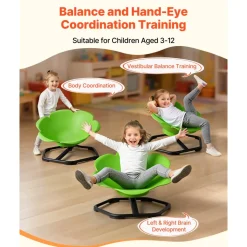 VEVOR Kids Swivel Chair, 220 lbs Capacity, Cylinder Shape Sensory Spinning Chair, Autistic Kids Sensory Toy Seat with Non-Slip Metal Base, Toddler Sit & Spin Seat for Coordination Balance Focus, Green