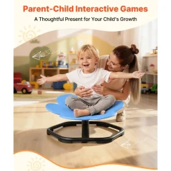 VEVOR Kids Swivel Chair, 220 lbs Capacity, Flower Shape Sensory Spinning Chair, Autistic Kids Sensory Toy Seat with Non-Slip Metal Base, Toddler Sit & Spin Seat for Coordination Balance Focus, Blue