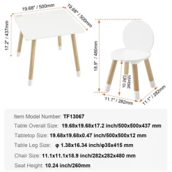 VEVOR Kids Table and 2 Chairs Set, Toddler Table and Chair Set, Children Multi-Activity Table for Art, Craft, Reading, Learning, 1 Table and 2 Chairs