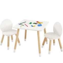 VEVOR Kids Table and 2 Chairs Set, Toddler Table and Chair Set, Children Multi-Activity Table for Art, Craft, Reading, Learning, 1 Table and 2 Chairs