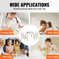 VEVOR Kids Table and 2 Chairs Set, Toddler Table and Chair Set, Children Multi-Activity Table for Art, Craft, Reading, Learning, 1 Table and 2 Chairs