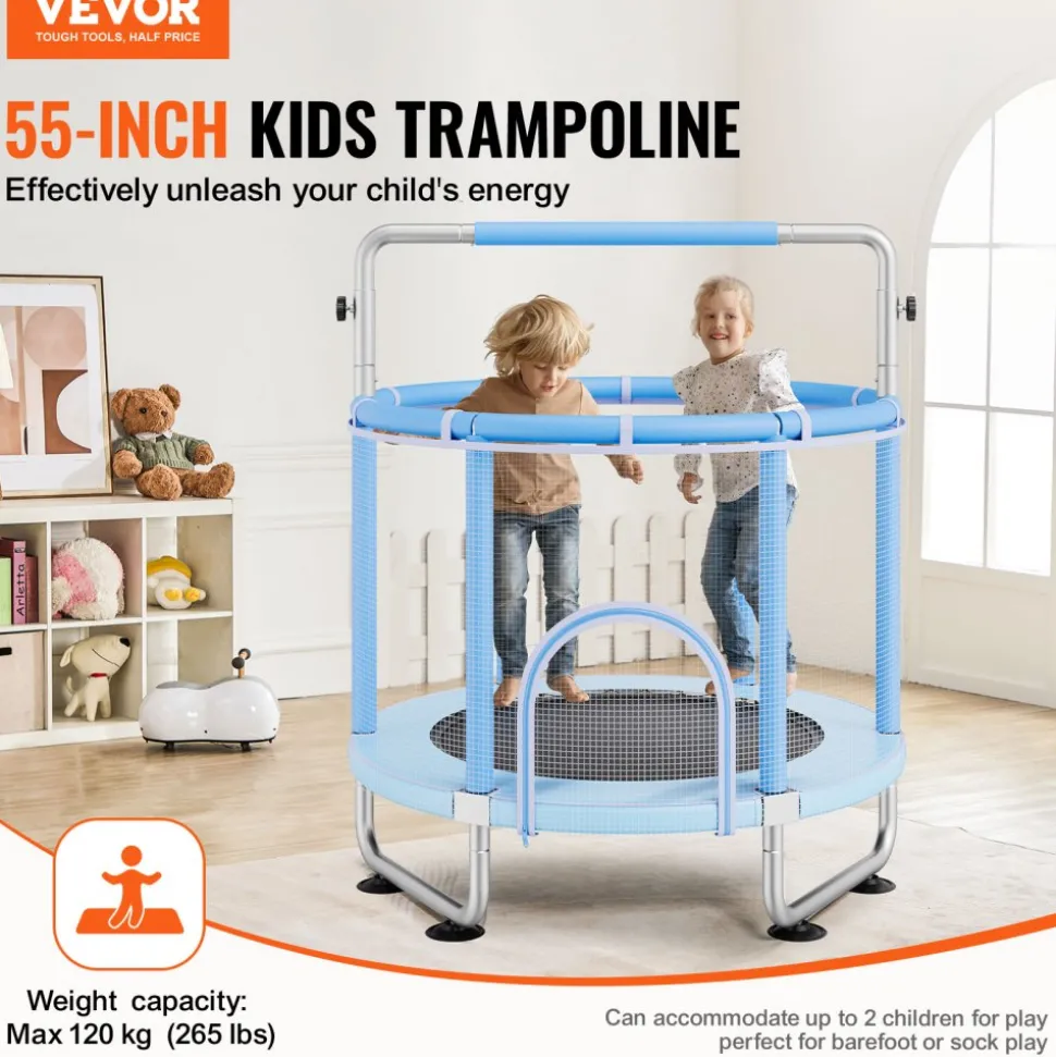 VEVOR 36" Kids Trampoline, 3FT Indoor Outdoor Trampoline, Foldable Mini Trampoline with Handle, Rebounder Trampoline for Toddlers, Birthday Gift for 3+ Years Children, Boys Girls for Fun, Bule