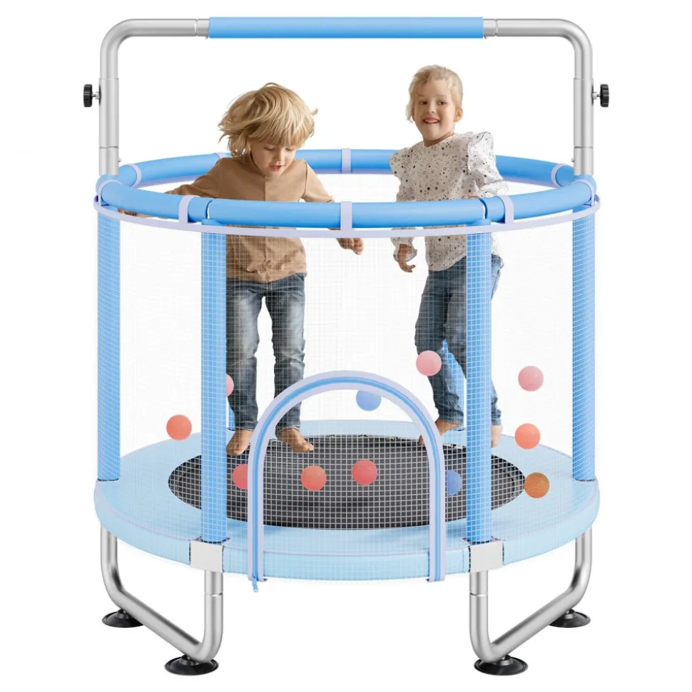 VEVOR 36" Kids Trampoline, 3FT Indoor Outdoor Trampoline, Foldable Mini Trampoline with Handle, Rebounder Trampoline for Toddlers, Birthday Gift for 3+ Years Children, Boys Girls for Fun, Bule
