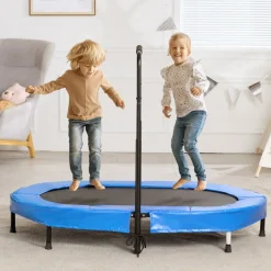 VEVOR Kids Trampoline, 56x36 inch Indoor Outdoor Trampoline, Foldable Mini Trampoline with Handle, Rebounder Trampoline for Toddlers, Birthday Gift for 3+ Years Children, Boys Girls for Fun, Bule