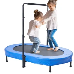 VEVOR Kids Trampoline, 56x36 inch Indoor Outdoor Trampoline, Foldable Mini Trampoline with Handle, Rebounder Trampoline for Toddlers, Birthday Gift for 3+ Years Children, Boys Girls for Fun, Bule