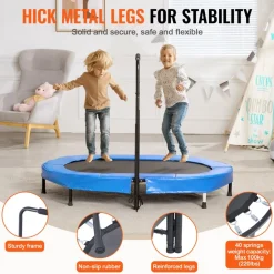 VEVOR Kids Trampoline, 56x36 inch Indoor Outdoor Trampoline, Foldable Mini Trampoline with Handle, Rebounder Trampoline for Toddlers, Birthday Gift for 3+ Years Children, Boys Girls for Fun, Bule