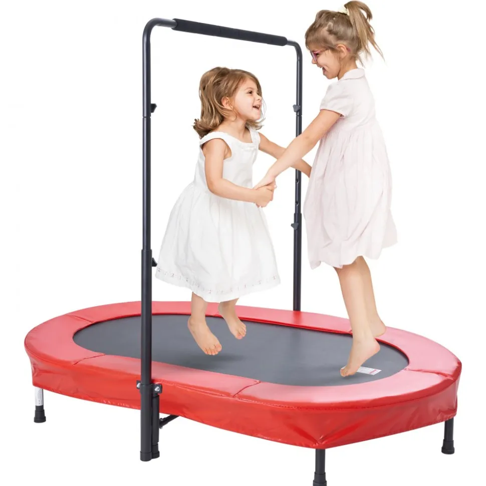 VEVOR Kids Trampoline, 56x36 inch Indoor Outdoor Trampoline, Foldable Mini Trampoline with Handle, Rebounder Trampoline for Toddlers, Birthday Gift for 3+ Years Children, Boys Girls for Fun, Red