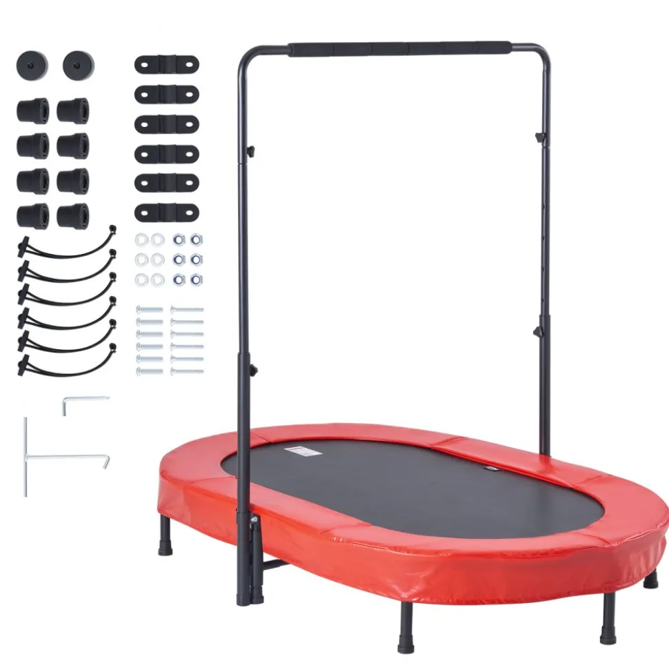 VEVOR Kids Trampoline, 56x36 inch Indoor Outdoor Trampoline, Foldable Mini Trampoline with Handle, Rebounder Trampoline for Toddlers, Birthday Gift for 3+ Years Children, Boys Girls for Fun, Red