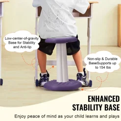 VEVOR Kids Wobble Chair, Active Chair with Sponge Cushion, Wobble Stool Improves Focus, Posture and Calm Children, Ideal for Schools and Home, Age 7-14, Purple