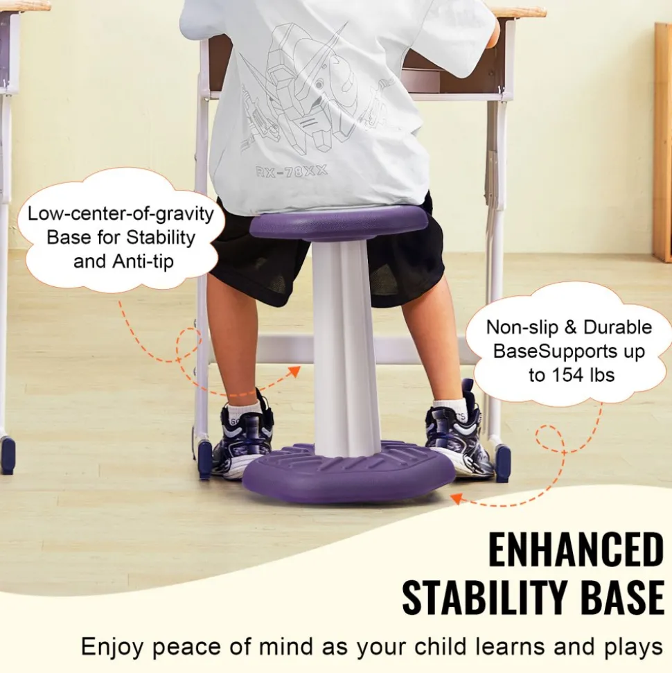 VEVOR Kids Wobble Chair, Active Chair with Sponge Cushion, Wobble Stool Improves Focus, Posture and Calm Children, Ideal for Schools and Home, Age 7-14, Purple
