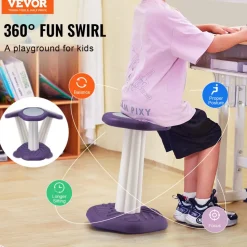 VEVOR Kids Wobble Chair, Active Chair with Sponge Cushion, Wobble Stool Improves Focus, Posture and Calm Children, Ideal for Schools and Home, Age 7-14, Purple