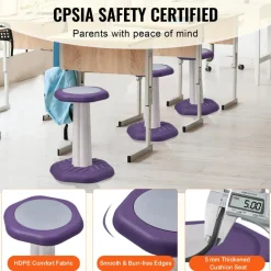 VEVOR Kids Wobble Chair, Active Chair with Sponge Cushion, Wobble Stool Improves Focus, Posture and Calm Children, Ideal for Schools and Home, Age 7-14, Purple