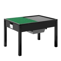 VEVOR Kids Wooden Activity Table, Building Blocks Double-Sided Tabletop, Multi-Purpose Activity Play Table with 2 Storage Bins for Kids 3+ Years, Large Storage Space, Present for Boys & Girls, Black