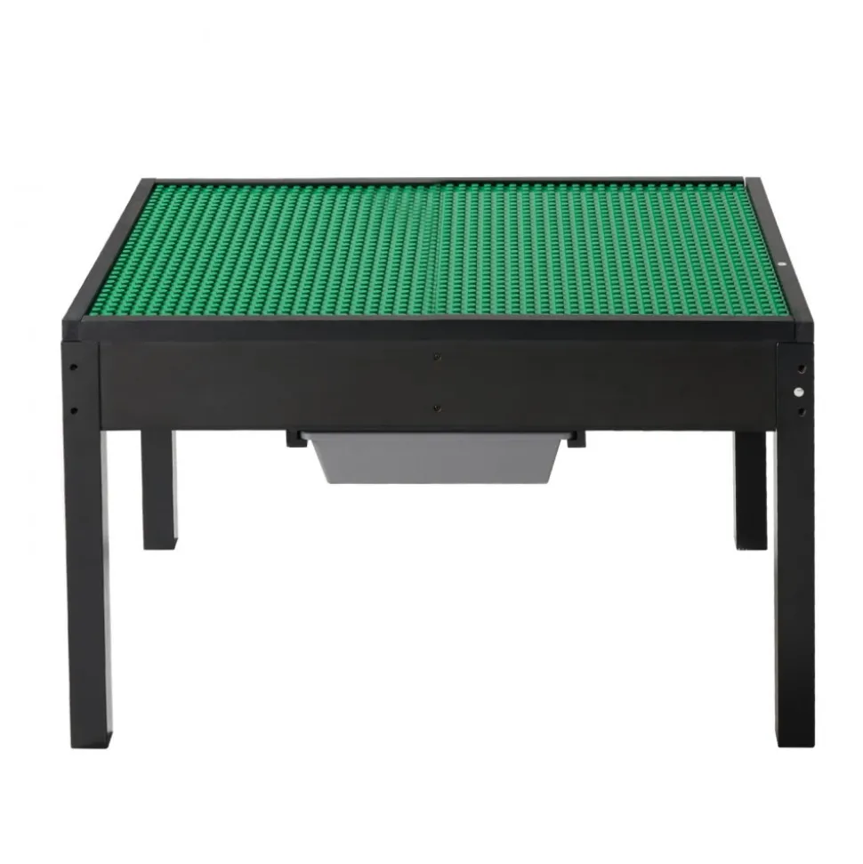 VEVOR Kids Wooden Activity Table, Building Blocks Double-Sided Tabletop, Multi-Purpose Activity Play Table with 2 Storage Bins for Kids 3+ Years, Large Storage Space, Present for Boys & Girls, Black