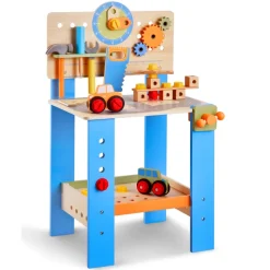 VEVOR Kids Workbench, 62 pcs, Wooden Tool Bench for Kids 3 Years and Up, Toddler Toy Workbench with Realistic Tools, Building Toy Set Creative & Educational Construction Toy for Boys & Girls