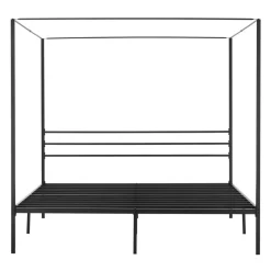 VEVOR King Size Canopy Bed Frame, Metal Canopy Bed with Four Posters Design, Heavy Duty Steel Slats Support, Underbed Storage Space, No Box Spring Needed, Easy Assembly, Black