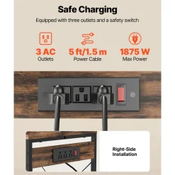 VEVOR Kitchen Bakers Rack, 5 ft Power Cable Bakers Rack with Power Outlet, Kitchen Stand with X-Shaped Support Bar, 10 S-Shaped Hooks, Coffee Bar Stand for Dishes, Spice Bottles, Built-In Power Strip