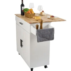 VEVOR Kitchen Island Cart with Solid Wood Top, 35.4