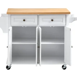 VEVOR Kitchen Island Cart with Storage, 31.3 in Wide Mobile Rolling Storage Island on Swivel Wheels, with Drawer, Storage Cabinet, Spice/Towel Rack, Table for Home Dining Room, Black