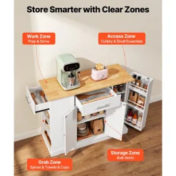 VEVOR Kitchen Island Cart with Solid Wood Top, 35.4