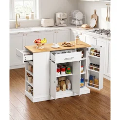 VEVOR Kitchen Island Cart with Solid Wood Top, 35.4