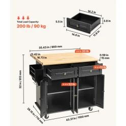 VEVOR Kitchen Island Cart, 43