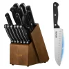 VEVOR Kitchen Knife Set with Block and Sharpener, 15 Piece German High Carbon Stainless Steel Knife Set, Kitchen Cutlery with ABS Ergonomic Handle, Sharpening Rod and Wooden Block, for Home Cooks