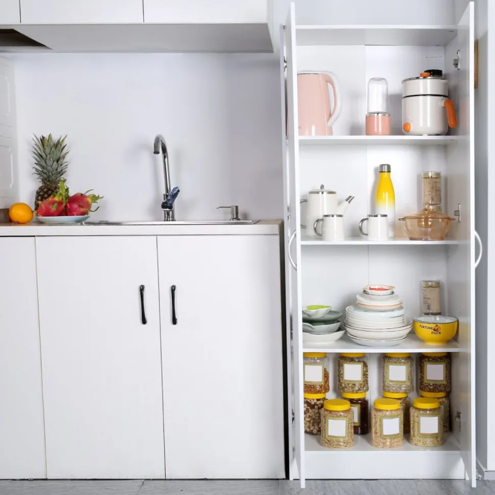 VEVOR Kitchen Pantry Cabinet, 60" Tall Food Pantry Storage Cabinet, 110LBS Freestanding Storage Cabinet Cupboard with 3 Shelves(2 Adjustable), Engineered Wood Utility Pantry for Kitchen, Dining Room