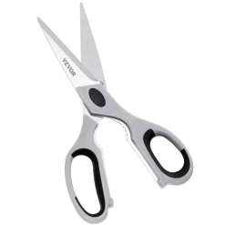 VEVOR Kitchen Scissors, Durable Stainless Steel Kitchen Shears with Protective Sheath, Heavy Duty Cooking Shears Soft Grip Comfort Handle, Kitchen Utensil for Cutting Meat, Food, Fish, Poultry, Grey
