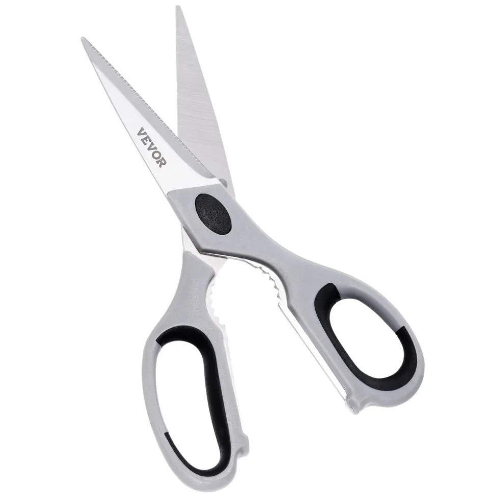 VEVOR Kitchen Scissors, Durable Stainless Steel Kitchen Shears with Protective Sheath, Heavy Duty Cooking Shears Soft Grip Comfort Handle, Kitchen Utensil for Cutting Meat, Food, Fish, Poultry, Grey