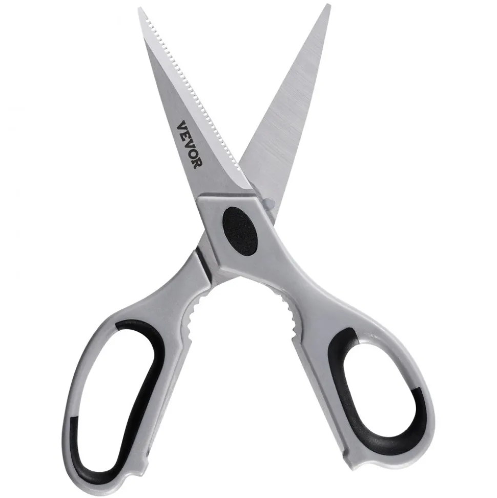 VEVOR Kitchen Scissors, Durable Stainless Steel Kitchen Shears with Protective Sheath, Heavy Duty Cooking Shears Soft Grip Comfort Handle, Kitchen Utensil for Cutting Meat, Food, Fish, Poultry, Grey