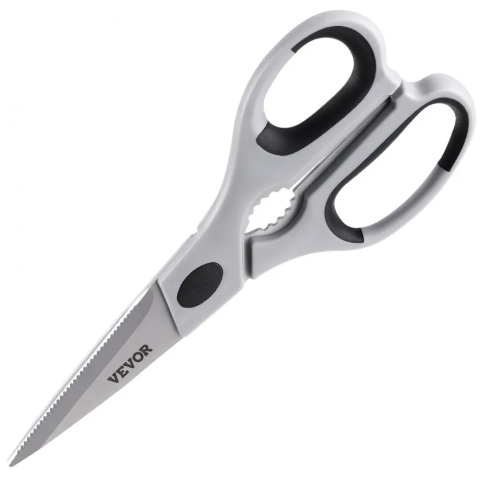 VEVOR Kitchen Scissors, Durable Stainless Steel Kitchen Shears with Protective Sheath, Heavy Duty Cooking Shears Soft Grip Comfort Handle, Kitchen Utensil for Cutting Meat, Food, Fish, Poultry, Grey