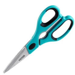VEVOR Kitchen Scissors, 2 Pack Durable Stainless Steel Kitchen Shears with Sheaths, Heavy Duty Cooking Shears with Soft Grip Comfort Handle, Kitchen Utensil for Cutting Meat, Fish, Poultry, Cyan+Grey