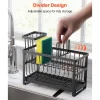 VEVOR Kitchen Sink Caddy Organizer, 2 Tier Sponge Holder for Kitchen Sink with High Brush Holder & Divider, Storage Rack with Rotatable Drainage Spout, Countertop Organizers and Storage Essentials