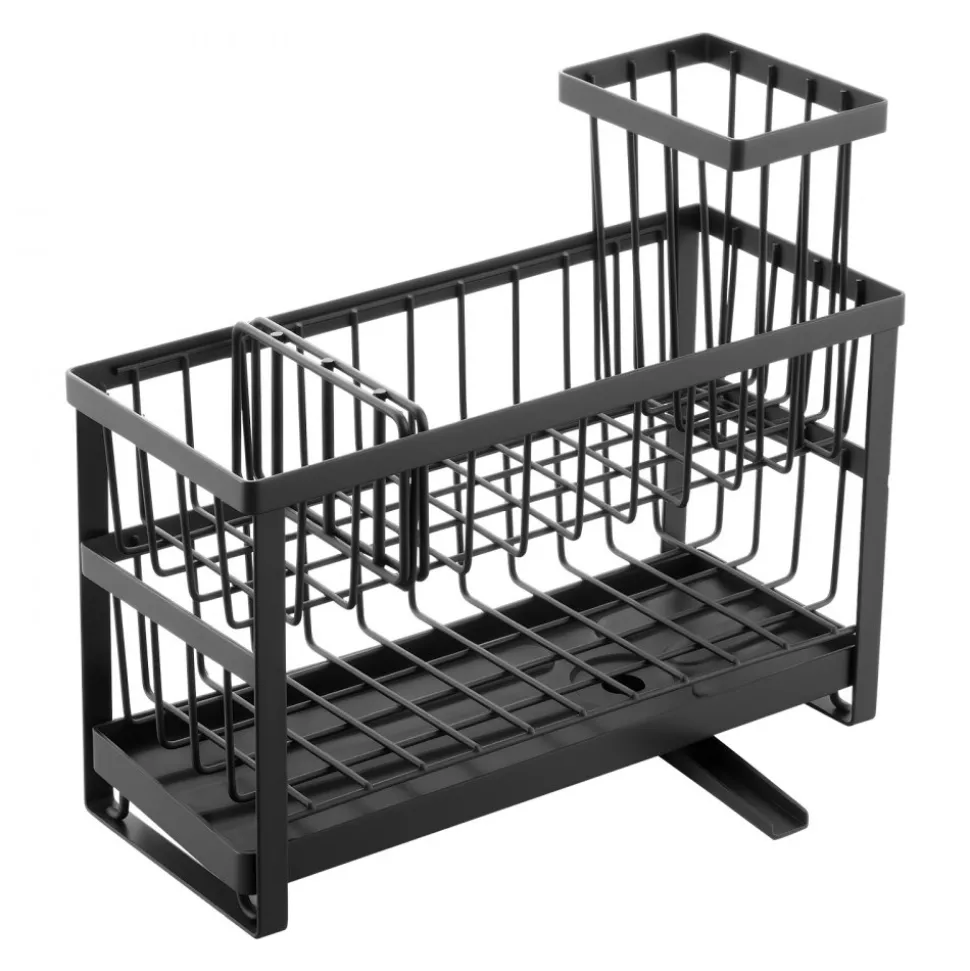VEVOR Kitchen Sink Caddy Organizer, 2 Tier Sponge Holder for Kitchen Sink with High Brush Holder & Divider, Storage Rack with Rotatable Drainage Spout, Countertop Organizers and Storage Essentials