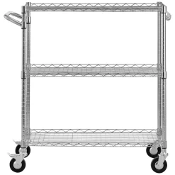 VEVOR Kitchen Utility Cart, 3 Tier 23.7 in Microwave Stand Coffee Cart, Heavy Duty Storage Rack, Service Trolley on Wheels, Industrial Rolling Work Table with 8 Hooks, for Mini Oven, Toaster, Vintage